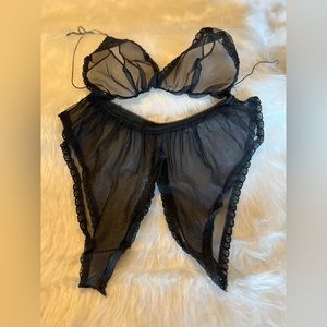 Black Peek a Boo Panties and Bra Set
